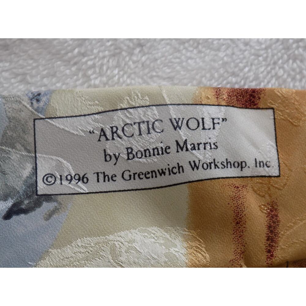 Vintage Endangered Species tie silk necktie Arctic Wolf by Bonnie Marris 1996 - Picture 4 of 6
